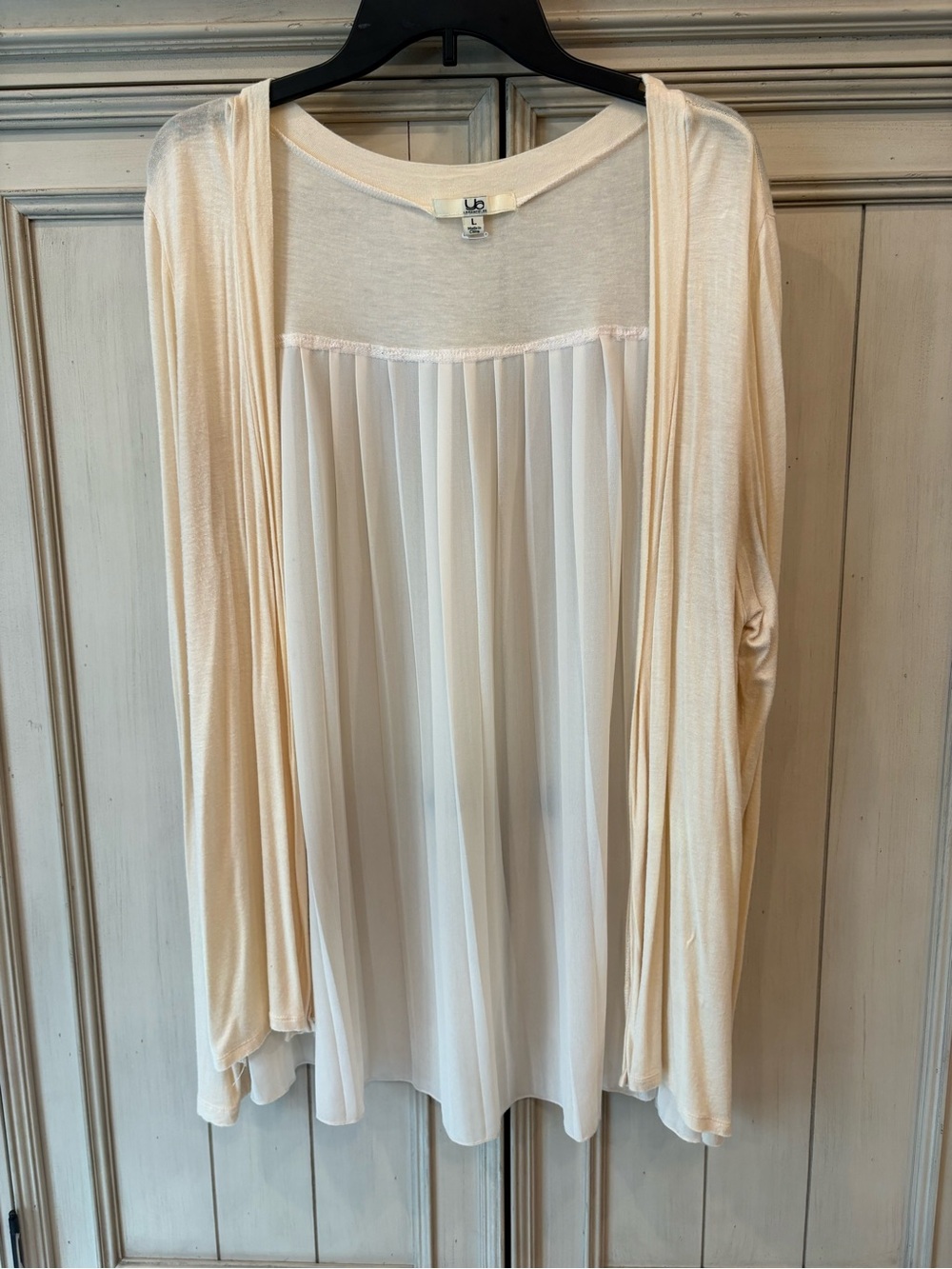 Ya Los Angeles Cream Lightweight Pleated Cardigan